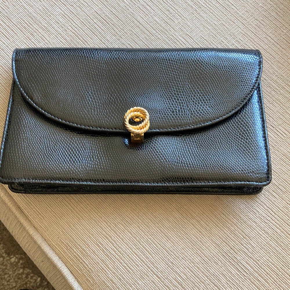 Black Leather clutch made in Italy